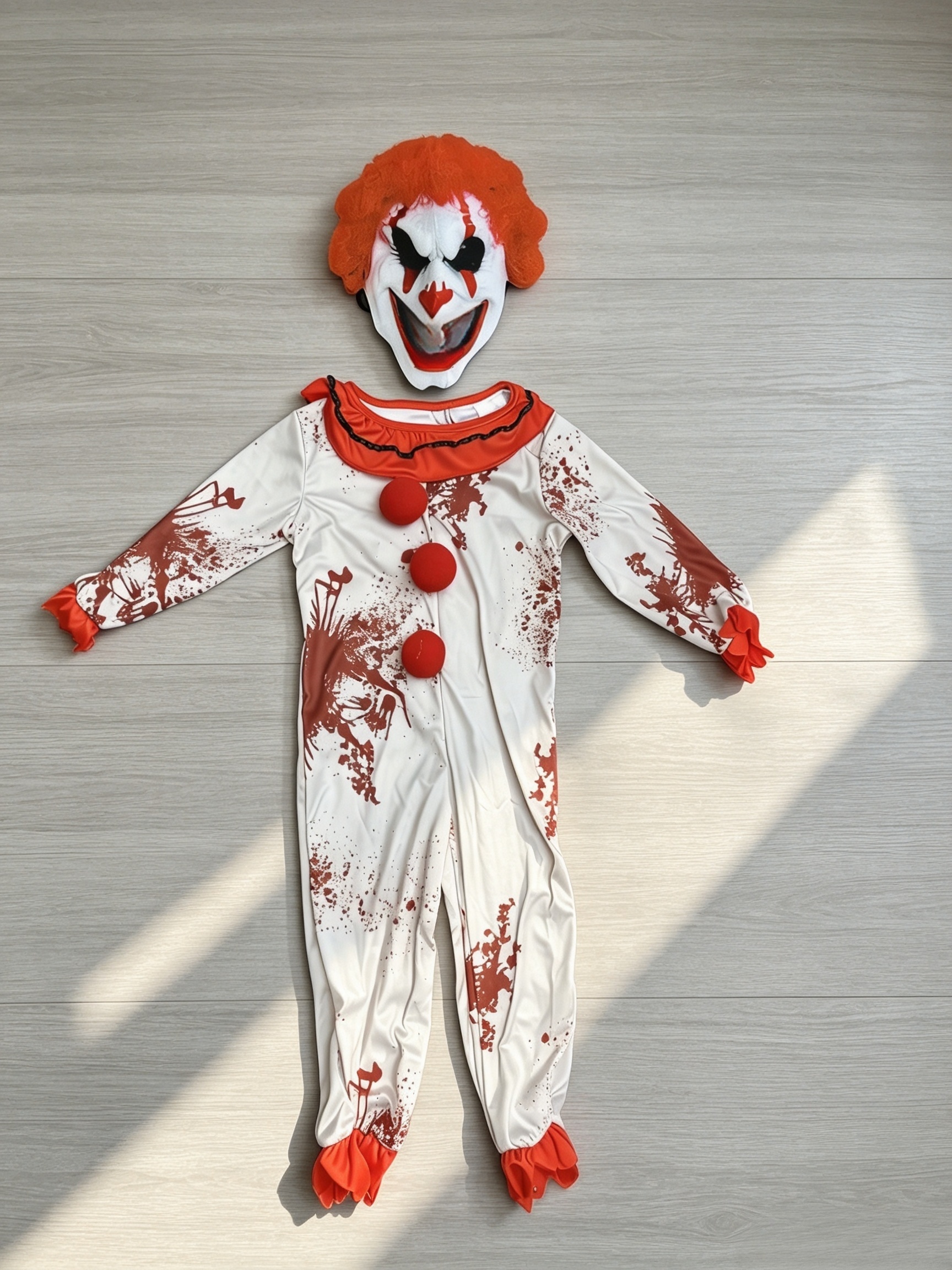 Halloween Clown Bodysuit with Mask, Fun Costume